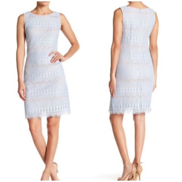 Eliza J Sleeveless Blue Lace Shift Dress NWT - Picture 2 of 8